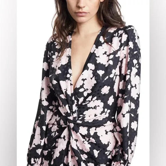 THE KOOPLES Garden Of Eden Mini Dress Size 3 Floral Print Flower V-Neck NEW NWT - Picture 3 of 10